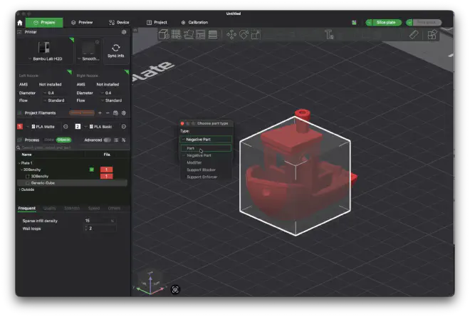 choosing Part in the type selector
